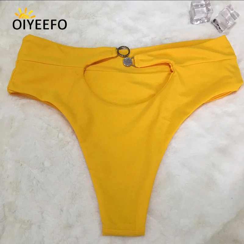 Oiyeefo Chic желтый высокая Талия бикини бразильский с высокой Biquine для женщин