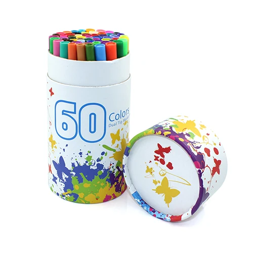 60colors 100 цветов, двойная Акварельная кисть, художественные маркеры с 2 мм кончиком кисти и 0,4 мм тонким кончиком для взрослого цвета - Цвет: 60colors