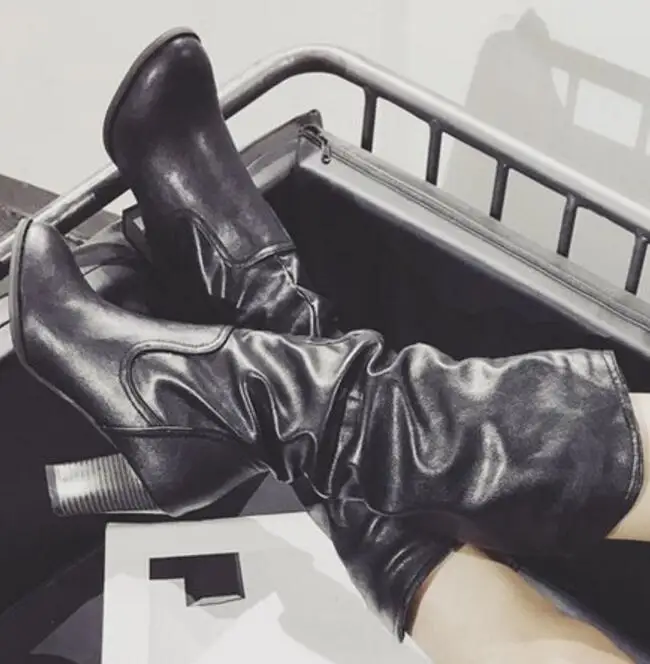 Zapatos mujer Женская обувь Обувь женщина высокий толстый каблук Модные женские туфли-лодочки зимние ботинки Martin зимние элегантные g61286