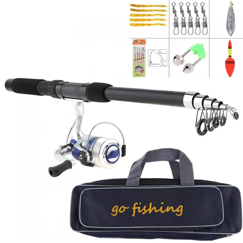 

1.8m Fishing Rod Reel Line Combo Full Kits Spinning Reel Pole Set with Fishing Bag Carp Lures Fishing Float Hook Swivel Etc Tool