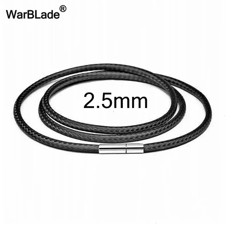 Black 2.5mm 3 шт ожерелье шнур кожаный шнур веревка Воск Веревка кружево цепь с нержавеющей стали вращающаяся Пряжка для Diy ожерелье браслет ювелирные изделия - Цвет: Black 2.5mm