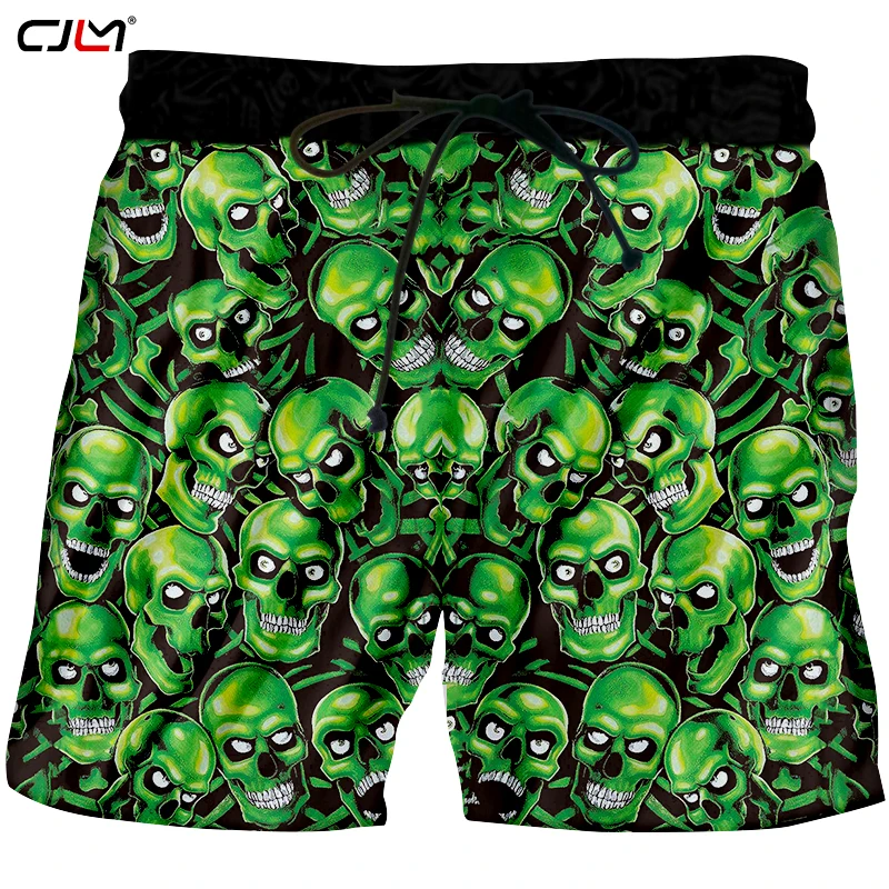 

CJLM Polyester Shorts Man Hip Hop Green Skulls Shorts 3D Printed Punk Rock Chinese Style Free Shipping Clothing