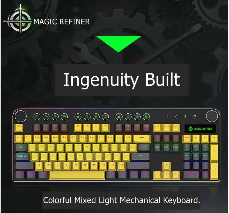 MAGIC REFINER MK13 104 ключ USB Проводная Подсветка ноутбука настольная Механическая игровая клавиатура PBT Keycap синяя Механическая ось
