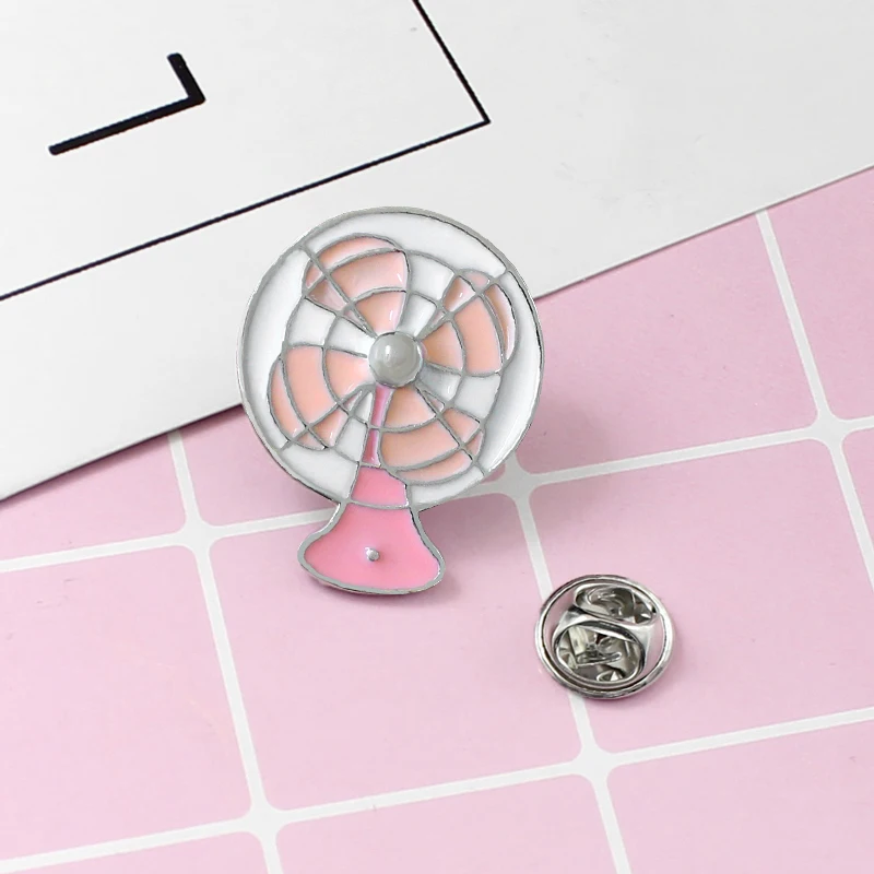 Модные Мультяшные розовые Броши с электрическим вентилятором заколки для пальто