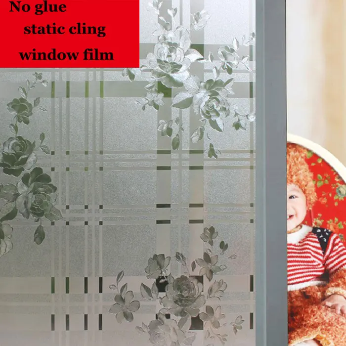 2 м длинная матовая плотная стеклянная пленка для окон с цветами пиона решетки