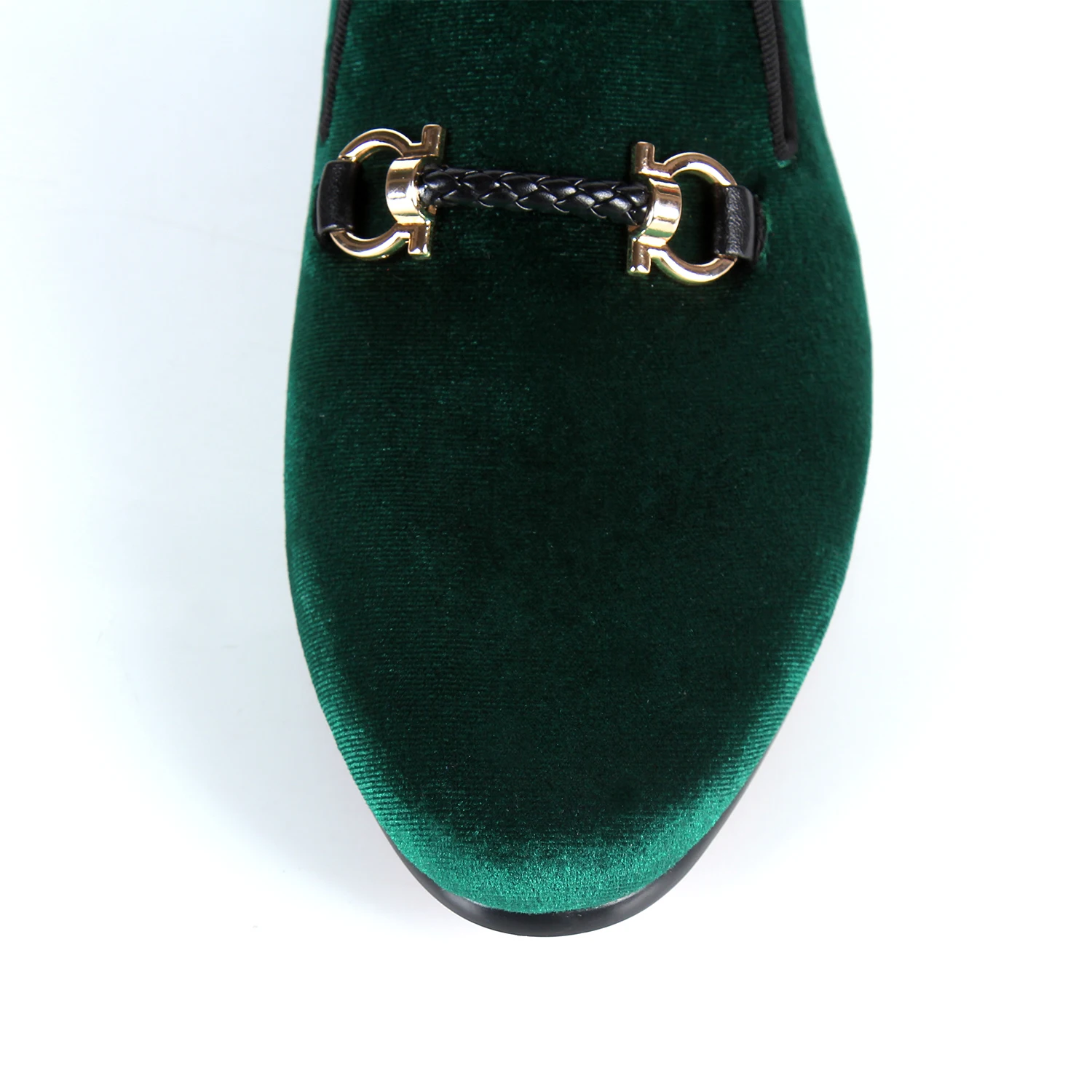 Мужские классические туфли зеленые бархатные лоферы обувь плетеные на ремешке с