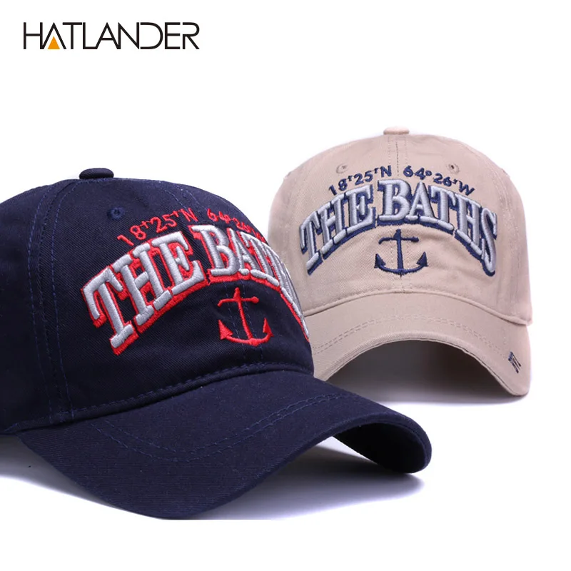 HATLANDER, Хлопковые бейсболки с вышивкой в виде якоря, модные спортивные шапки, регулируемая уличная Кепка От Солнца, бейсболка, мягкая Кепка gorras dad hat