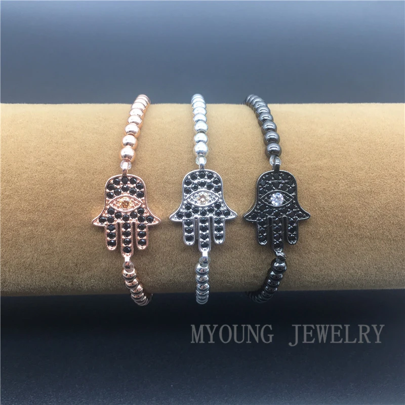 MY1204 Хамса Фатима ручной Шарм соединитель микро выложенный Цирконий с 4 мм