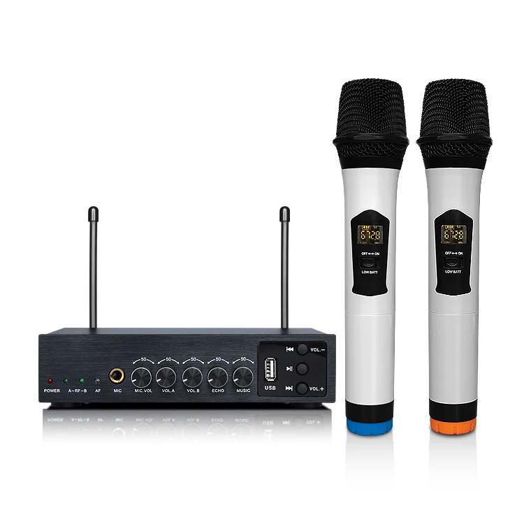 Золотой качественный UHF двойной ручной эхо беспроводной микрофон S 102 с