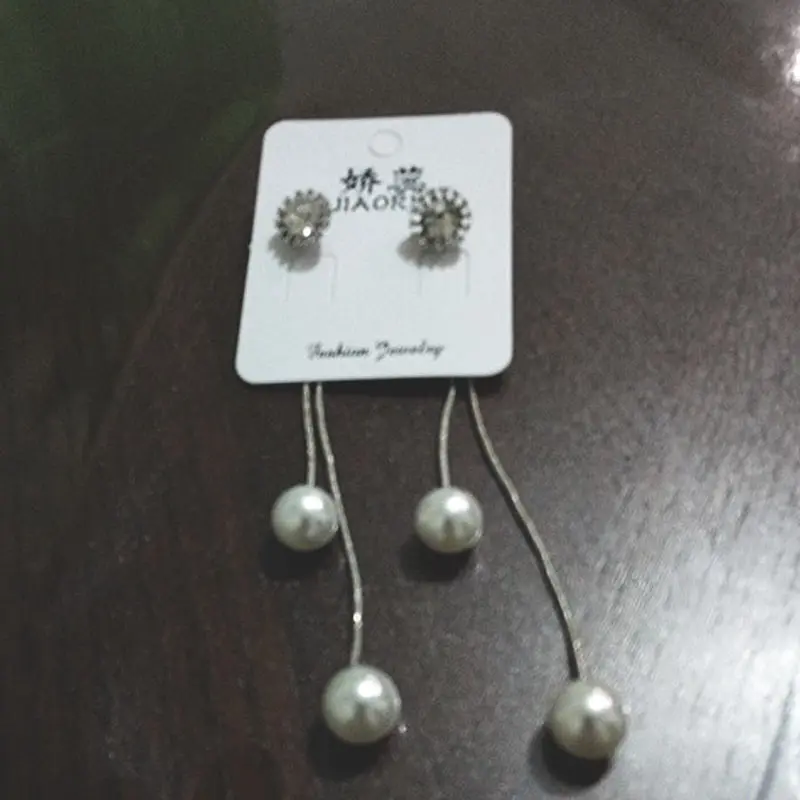 Модные хрустальные высококачественные Серебристые серьги с кисточками 1 пара