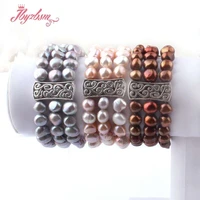 6x8mm irregular natural freshwater pearl beads fashion jewerly bracelet adjustbale size 7 5 for women chritmats new year gift