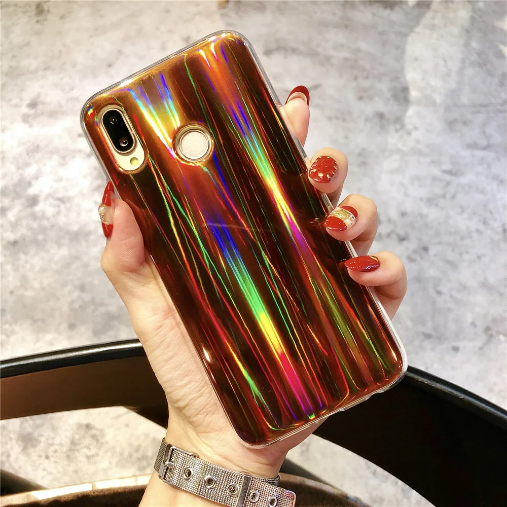 Чехол для Huawei Honor V9 V10 Aurora градиентный цвет сияющий мягкий силиконовый PhoneCase Y5 Y6 Y9