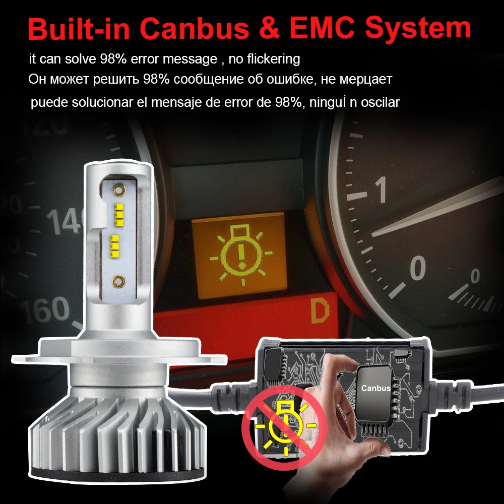 YHKOMS Mini Canbus светодиодный H4 H7 H1 4300K 5000K 6500K 8000K автомобильный головной светильник H8 H9