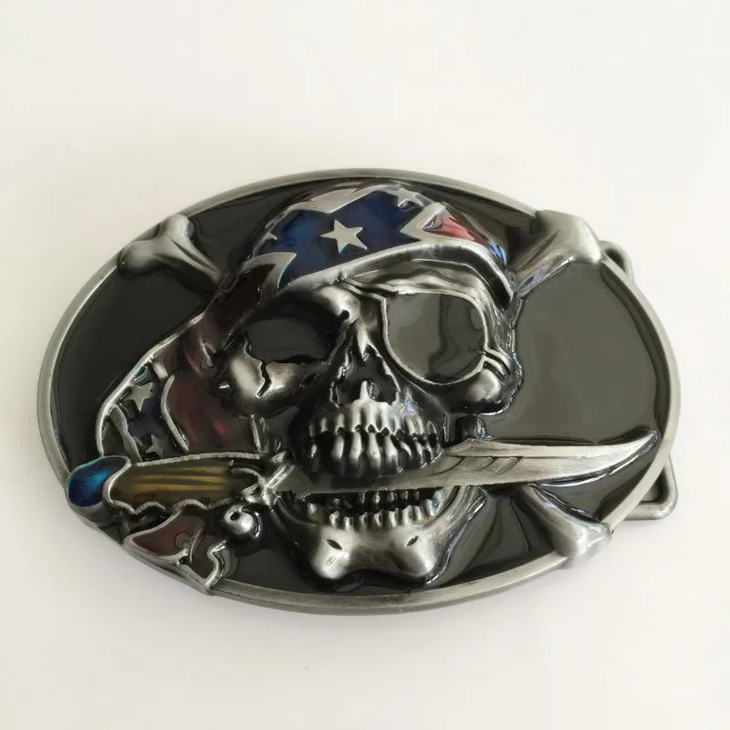 Ковбойский ремень в ковбойском стиле с овальным 3D принтом виде черепа