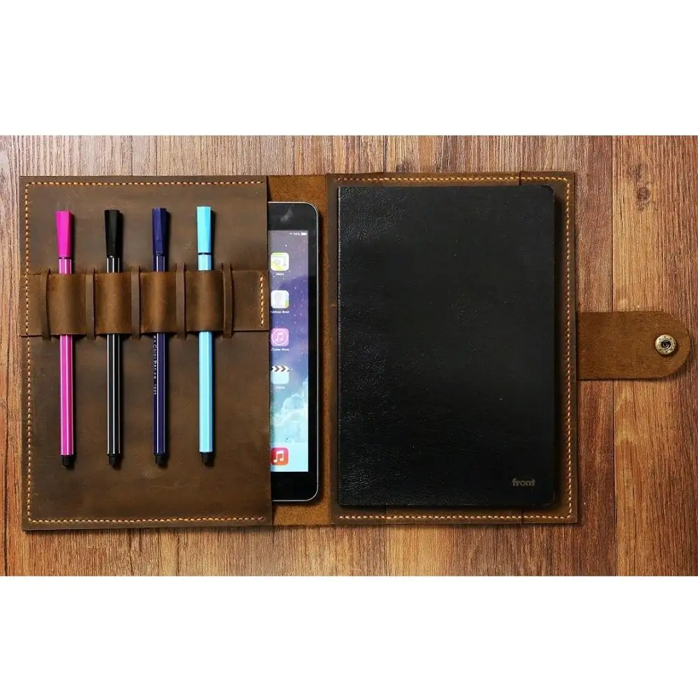 Персонализированные потертые Кожаный Чехол Органайзер портфель для A5 Moleskine Agenda поле заметки блокнот/кожаный ipad Мини-Чехол
