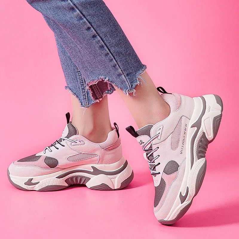 

Dilalula 2021 Luxury Women Sneakers Breathable Whole Genuine Leather Casual Shoes Female Leather Sneakers Girls Shoes