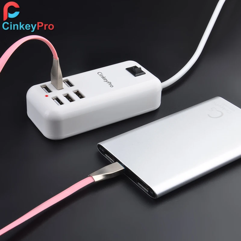 CinkeyPro 6 Порты USB Зарядное устройство с светодиодный светильник 5 V/3A быстро стол