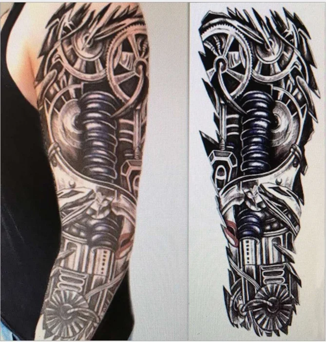 

Large Robot Arm Waterproof Temporary Tattoos men women Mechanical Arm Sleeve Tatoo Fake Tattoo Stickers body Art Tatto