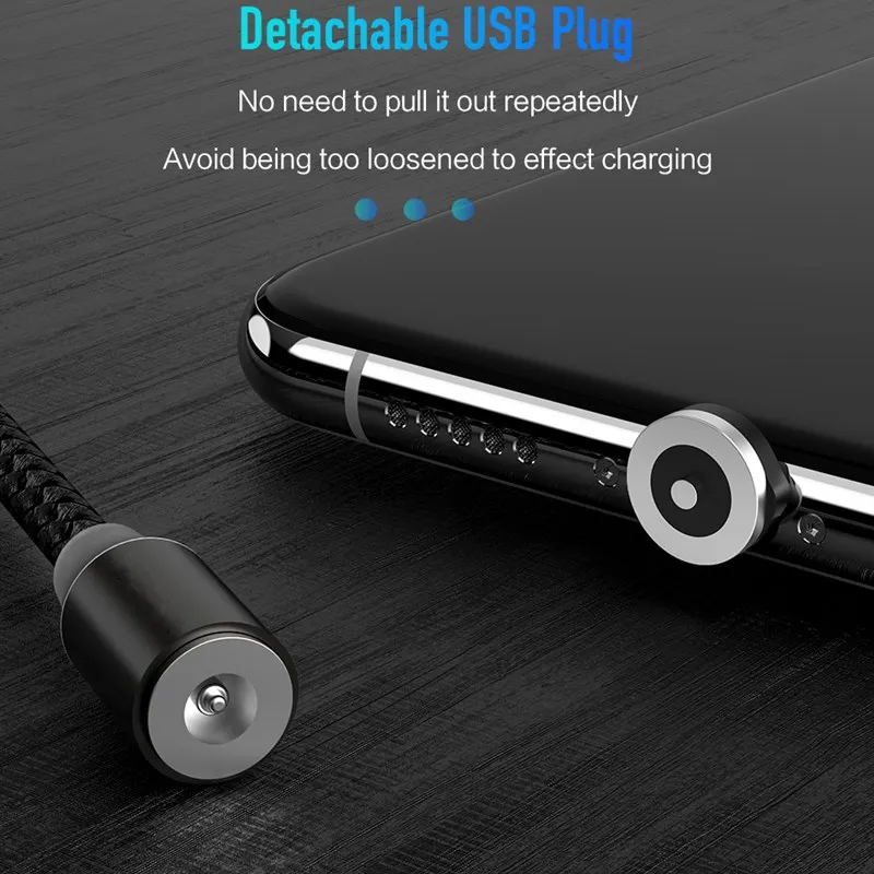 Металлический магнитный USB кабель для iPhone type C Micro 2.4A быстрое зарядное устройство светодиодный светильник для samsung Xiaomi huawei Android Phone шнур 1 м