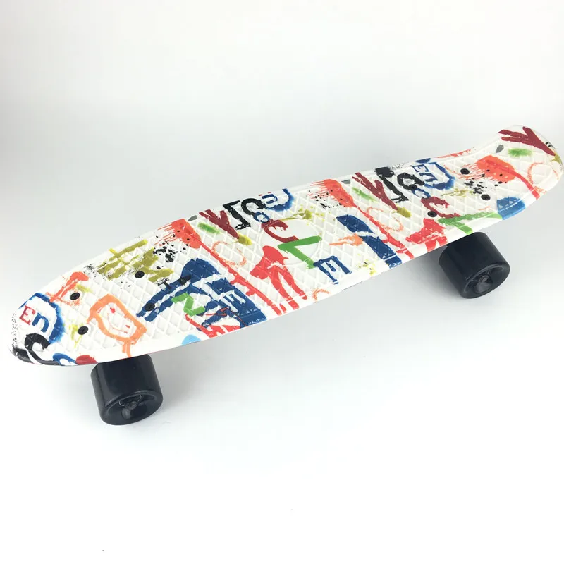 22 дюймов длинная доска белый граффити Ретро Скейтборд Мини крейсер Спорт на