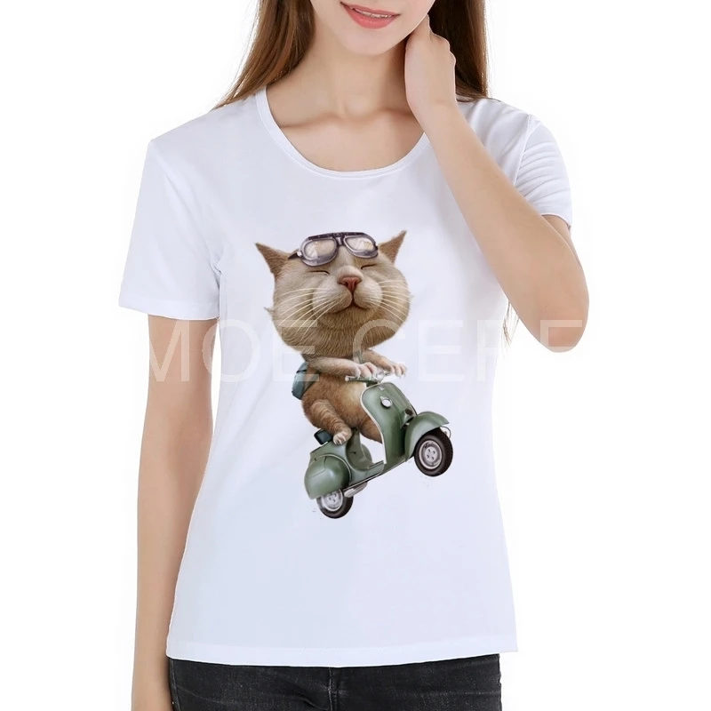 Новые летние женские стайлинга автомобилей Футболка Модные Vespa с принтом Женские