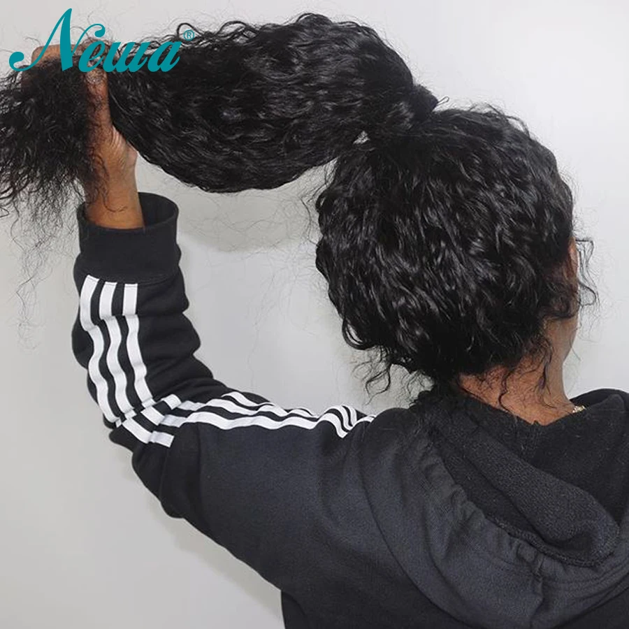 Newa Hair 360 волосы на шнурках спереди al парик предварительно сорвал с волосами младенца волна воды бразильские волосы Remy фронта шнурка человеческих волос парики для черных женщин