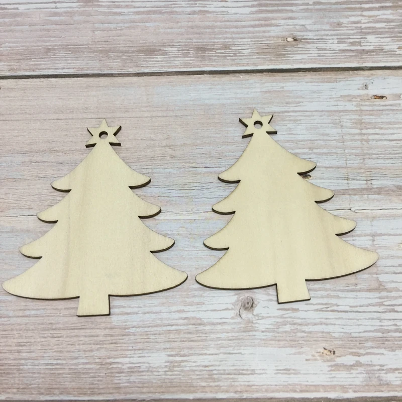 

50x free shipping laser cut wood christmas tree ornament party decoration