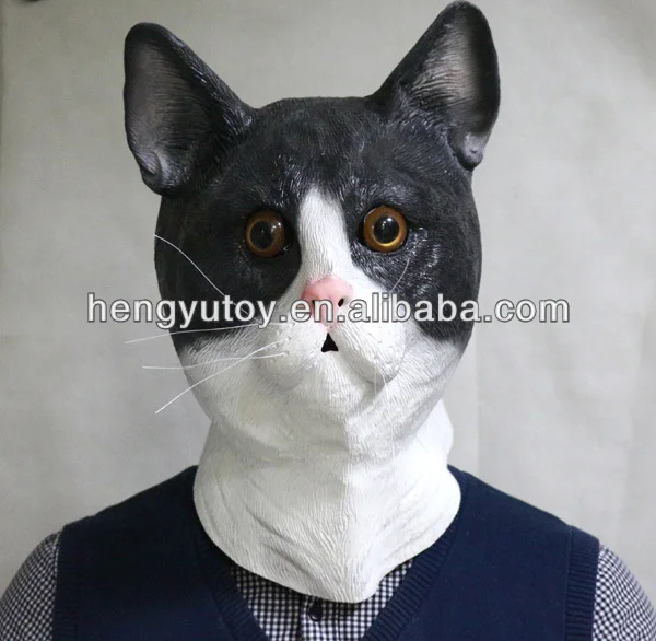 

Хит продаж 2018, латексная Реалистичная маска для лица в виде милого кота на всю голову с животными на Хэллоуин