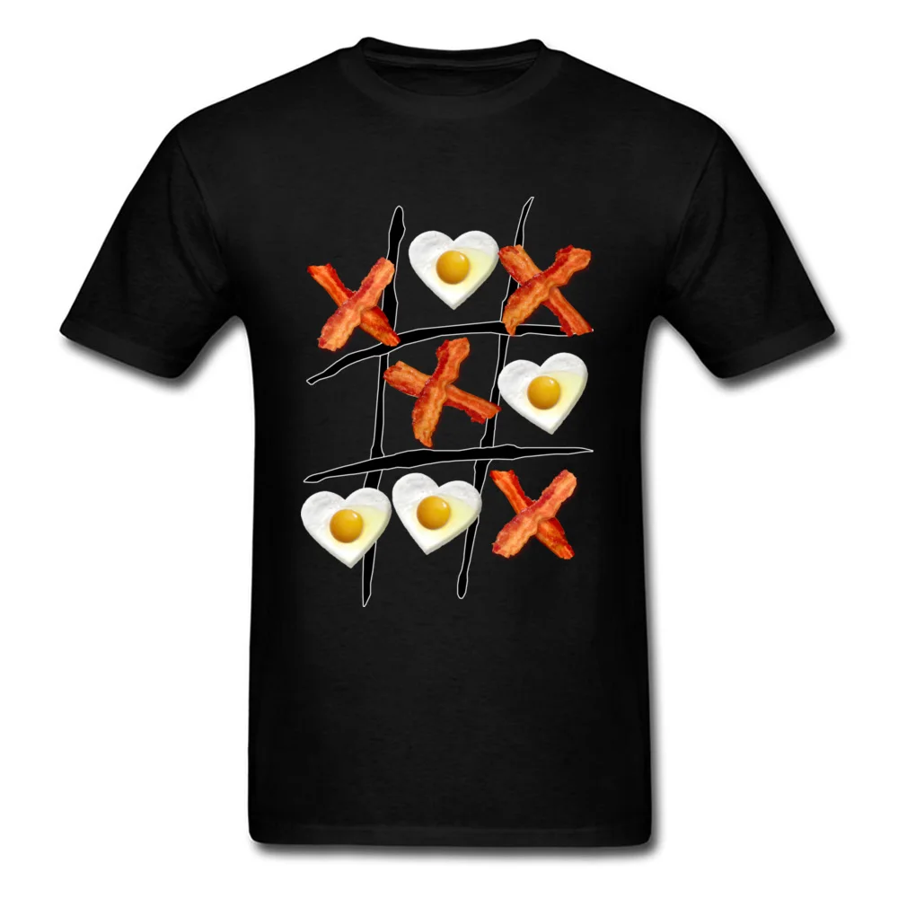 Мужская футболка с принтом в форме сердца Bacon Tic Tac Toe хлопковая Футболка для
