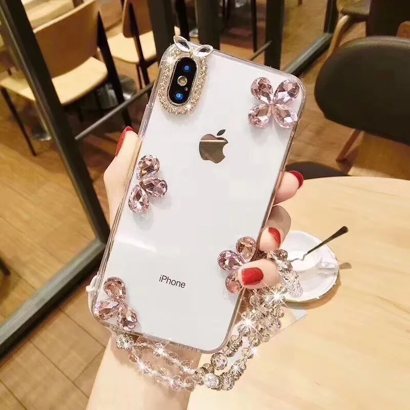 Для iPhone 11 Pro Max XR XS MAX Алмазный четырехлистный клевер мягкий прозрачный чехол для X 8
