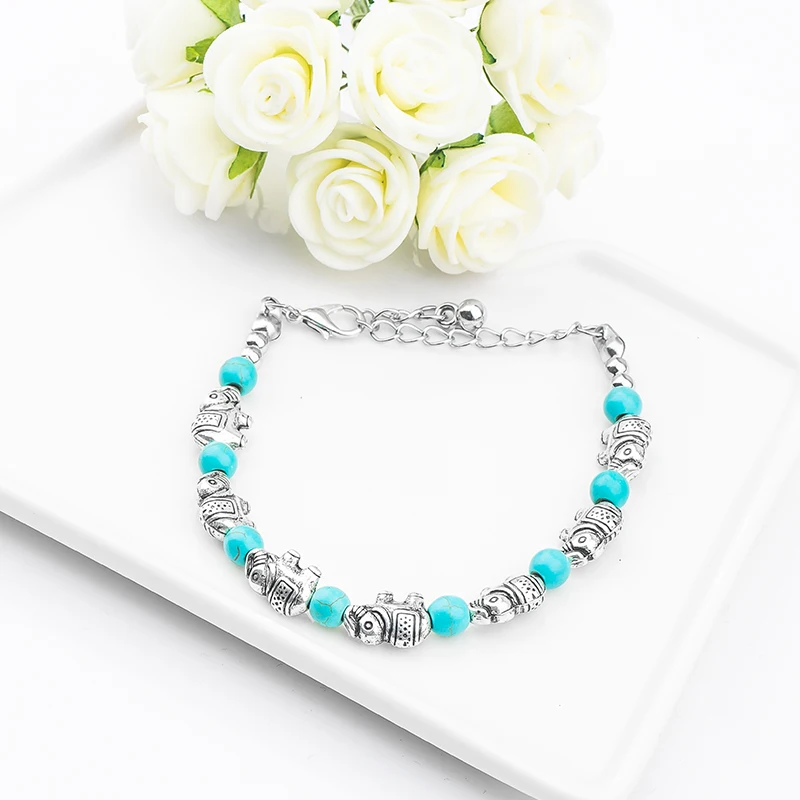 MISANANRYNE Wholesale Fashion Jewelry Cute Elephant Pretty Natural Stone Chain Bracelet | Украшения и аксессуары