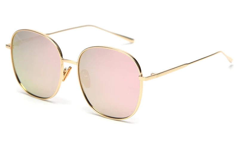pink mirror lens Kachawoo, мужские поляризованные солнцезащитные очки, женские, большие, золотые, металлические, черные, серебряные, зеркальные, солнцезащитные очки, квадратные, для женщин, подарок на день рождения - Цвет линз: pink mirror lens