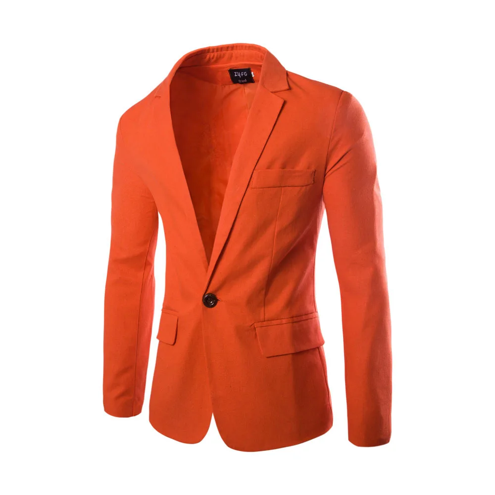 

Spring Nice New Men Slim Small Suit Coat Color New Autumn Casual Blazers Men Fashion Thin Jacket Linen And Cotton Coats