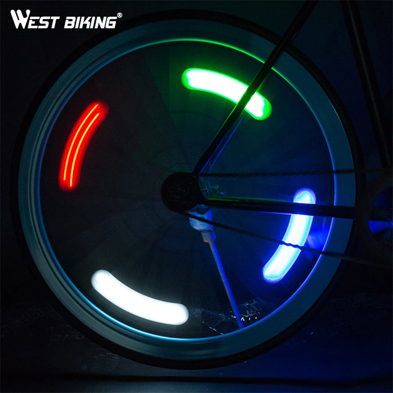 WEST BIKING велосипедный светильник со спицами, светильник, водонепроницаемый велосипедный светильник, украшение спицы Предупреждение ющий светодиодный фонарь на колесиках, велосипедный светильник Bicicleta MTB