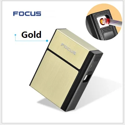 gold case lighter Чехол для сигарет большой емкости, съемная электронная USB Зажигалка, перезаряжаемая ветрозащитная Зажигалка Encendor, модные гаджеты для мужчин - Color: gold case lighter