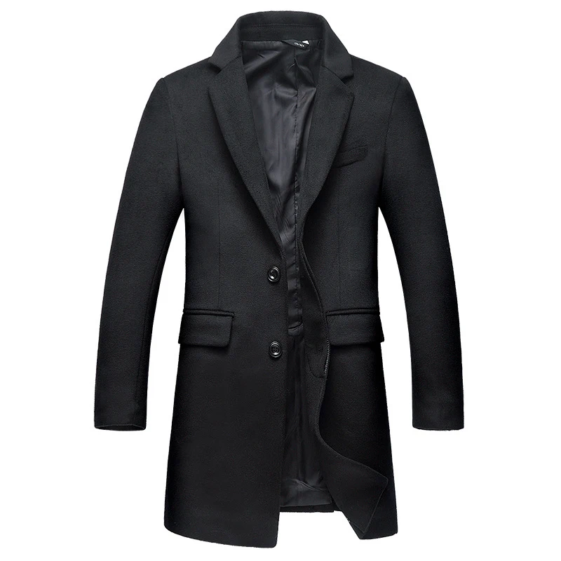 Uniqstore зимнее повседневное шерстяное пальто для мужчин средней длины куртка