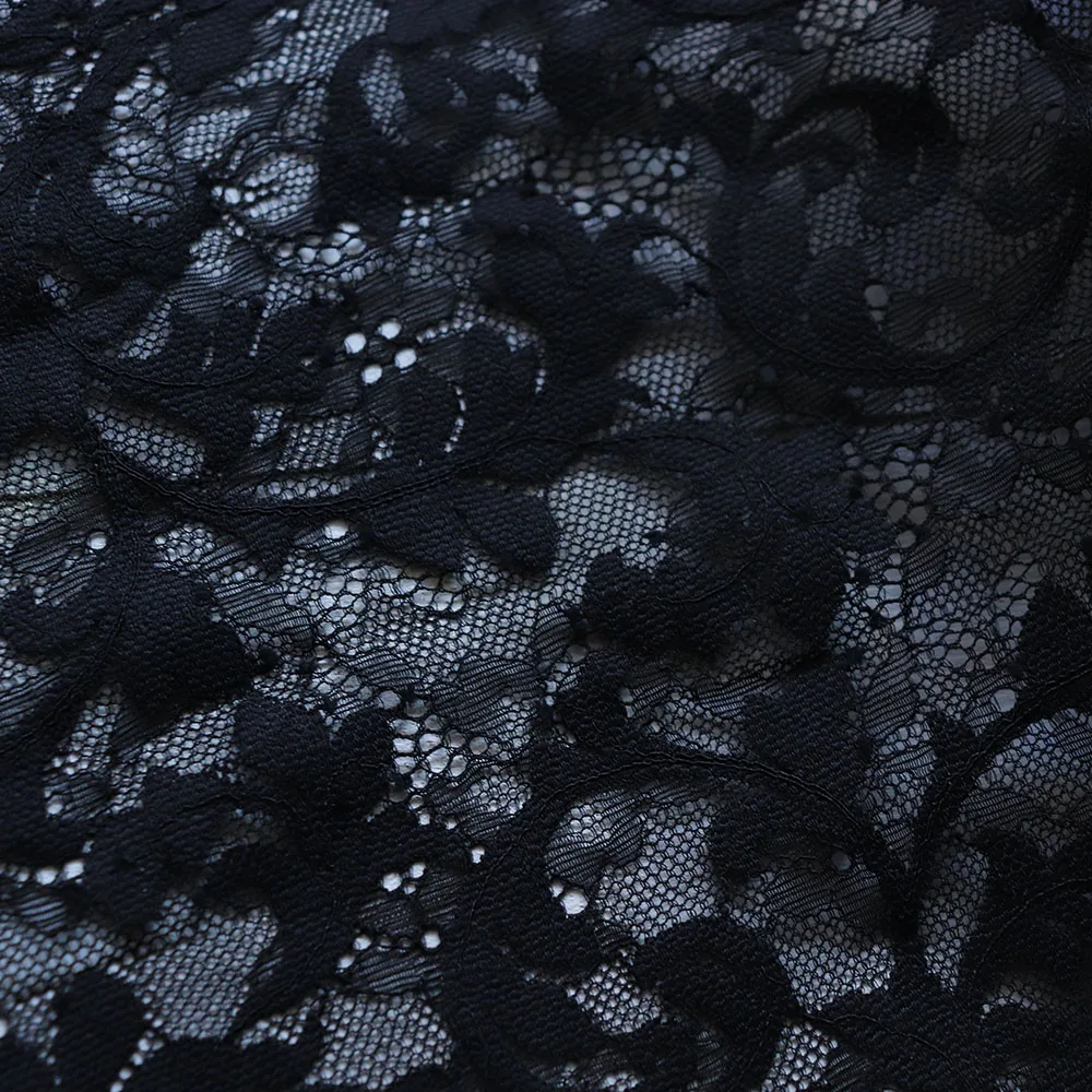 2Yards 23cm Wide Damask Stretch Lace Trim Black Flower Elastic Bridal Belt Headwear Garment Ribbon Springy Fabric DIY | Дом и сад