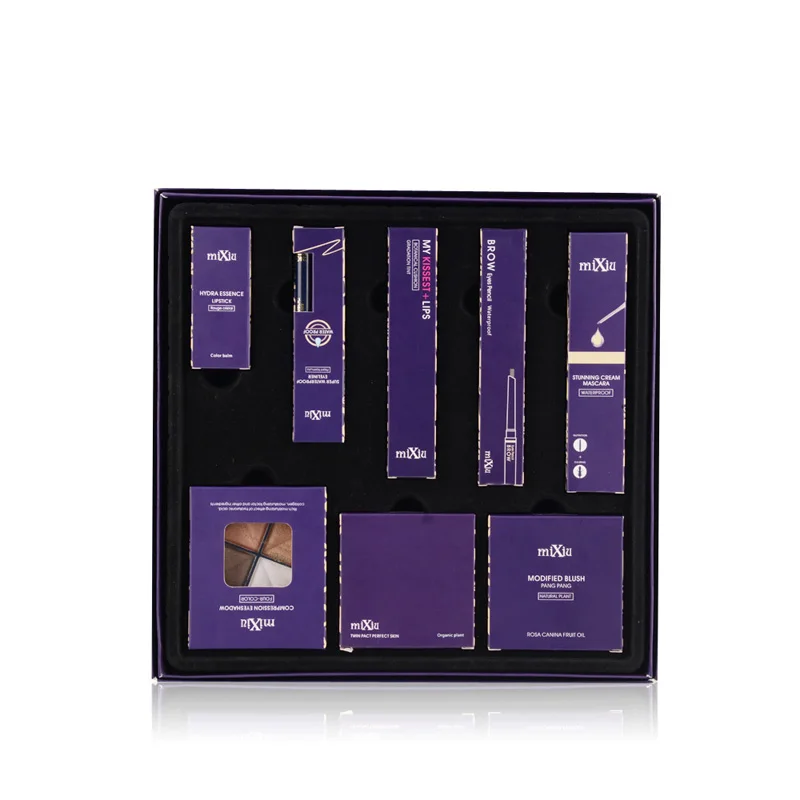 8 шт. макияж набор косметический помады Make Up Kit блеск для губ Тушь тени век и бровей