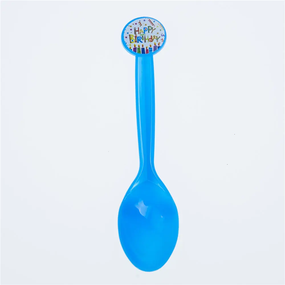 Happy birthday theme blue spoon kids party event disposable tableware supplies | Дом и сад