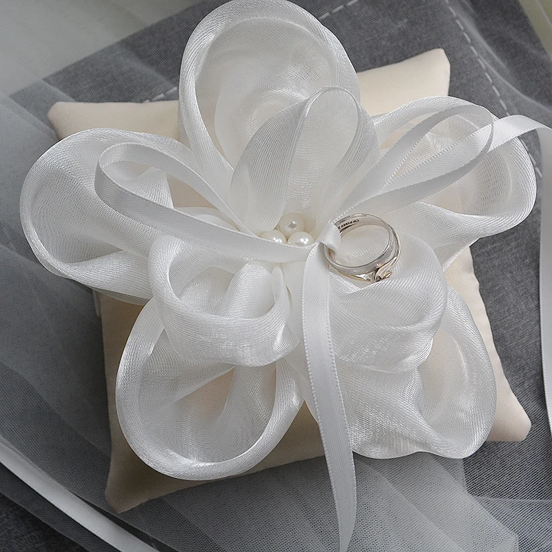 High quality Wedding Ring Pillow Eugen yarn big flower Bride Pillows Cushion Decoration accessories DIY party supplies | Дом и сад