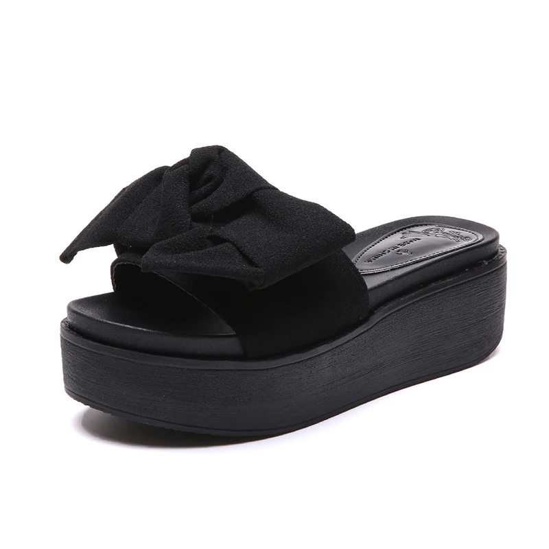 Летние женские шлепанцы Модные с бантом бабочкой на толстой подошве|Тапочки| |