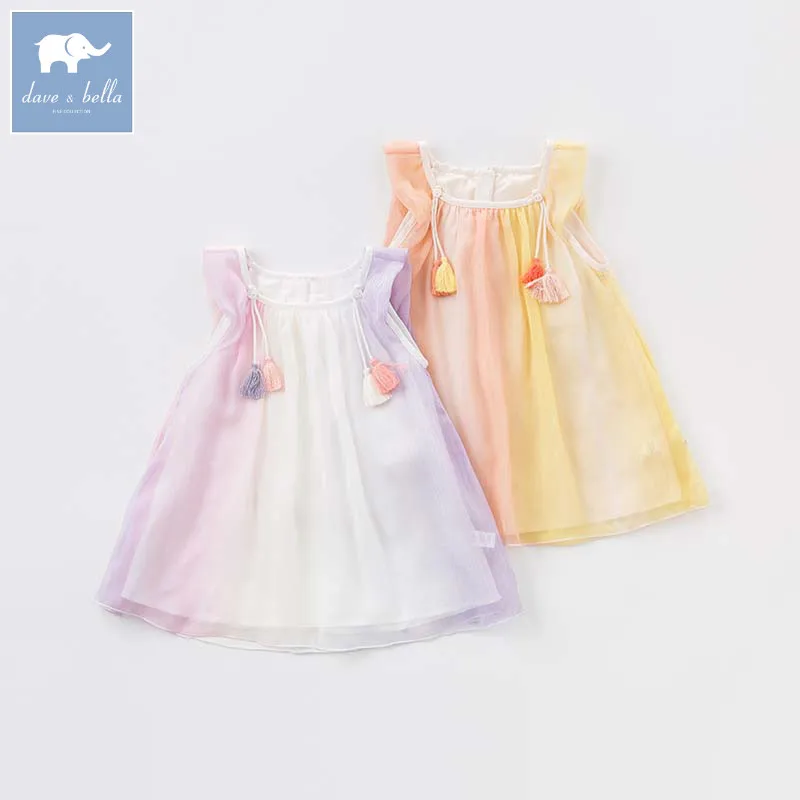 Dave bella/платье принцессы для маленьких девочек детская летняя сетчатая одежда