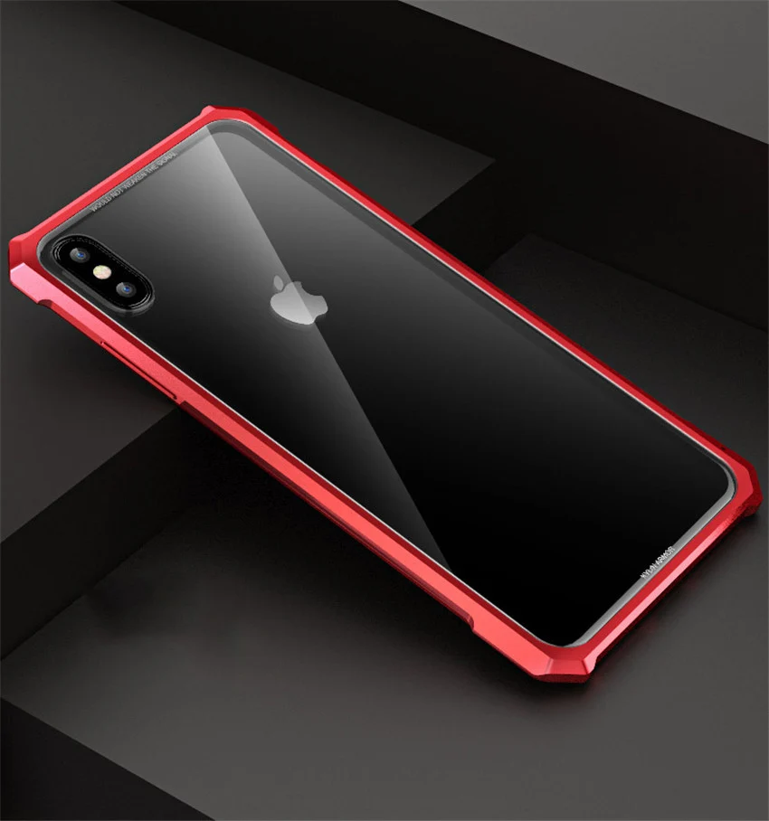 Алюминиевый металлический бампер+ чехол из закаленного стекла для iPhone XR XS Max роскошный противоударный чехол для iPhone XS XR - Цвет: red