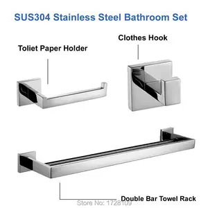 Набор аксессуаров для ванной комнаты из нержавеющей стали с зеркальной полировкой SUS 304, крючок для халата, вешалка для полотенец, держатель для туалетной бумаги, аксессуары для ванной комнаты