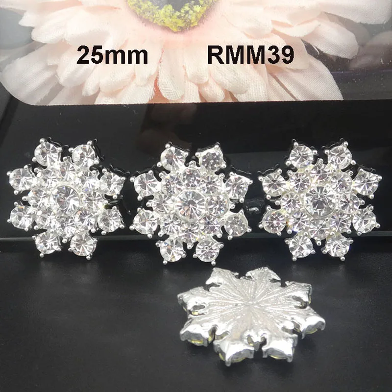 25mm Sparkly Snowflake Bling Centers christmas button Hair Bow Supply 50pcs RMM039 | Buttons