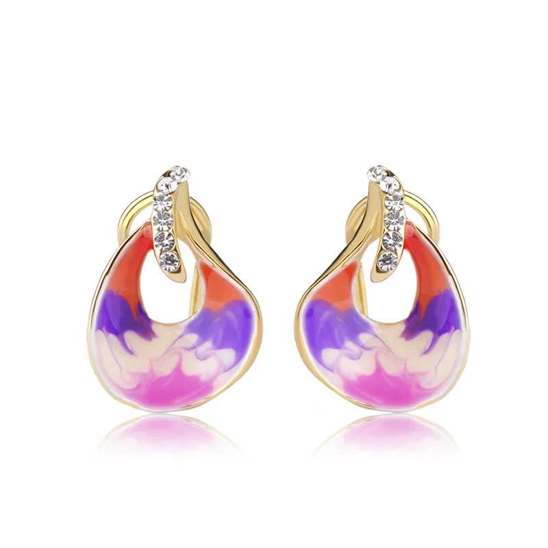 Женские серьги с эмалью 7 цветов ювелирное изделие золотого цвета Кристальные