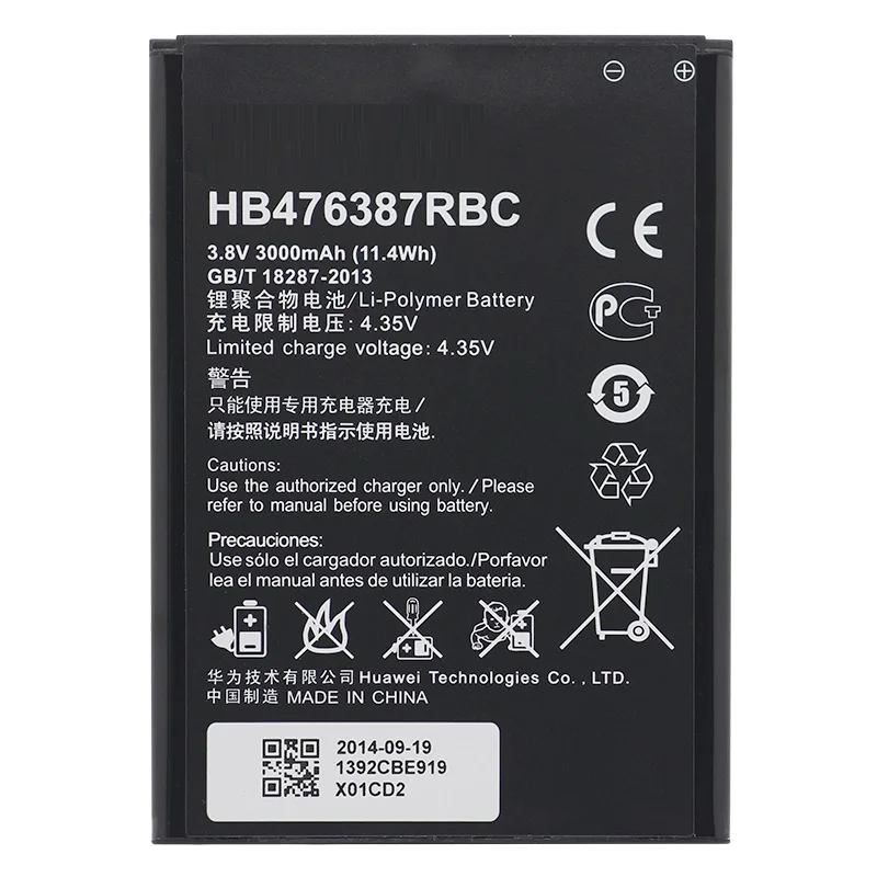 

Сменный аккумулятор HB476387RBC для телефона Huawei Honor 3X G750 B199 3000 мАч