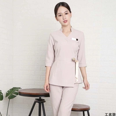 

Beauty clothes work clothes health hall in the sleeve of the Korean version of skin management trim show thin beautician fashion