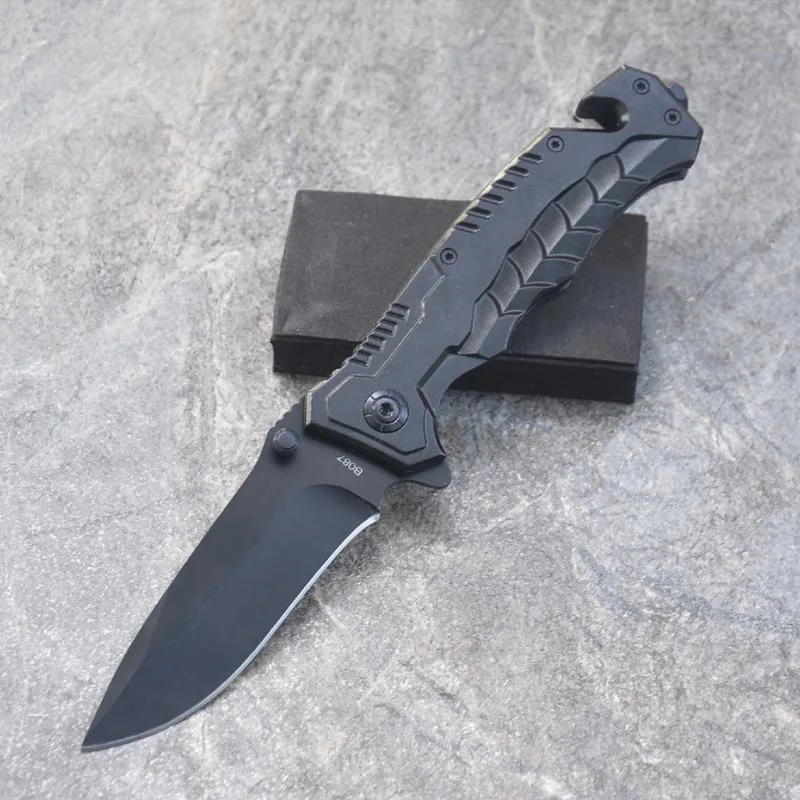 Full Blade Черная алюминиевая рукоятка тактический складной нож Кемпинг Охота выживания армейские ножи карманный EDC Мульти инструменты ножи - Цвет: Full Blade
