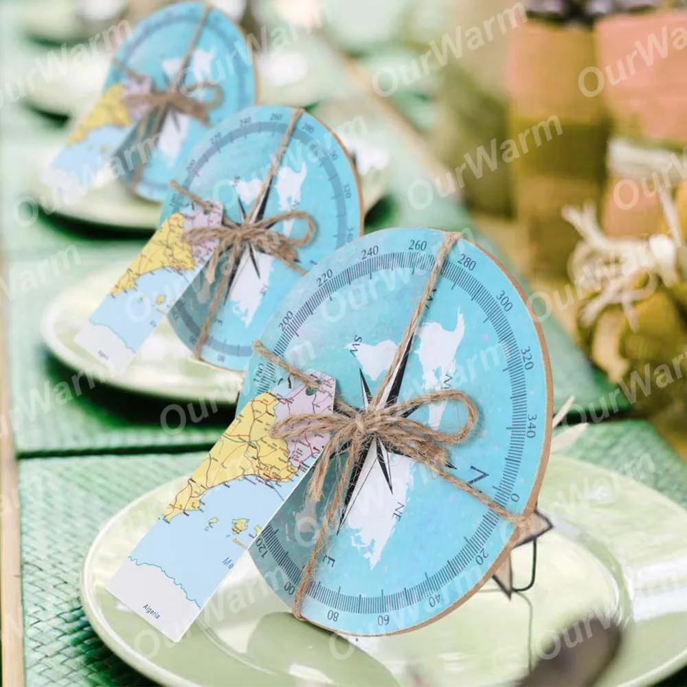 OurWarm 5Pcs Nautical Wedding Gifts for Guest World Maps Compass Absorbent Cork Coasters with Tag Travel Theme Souvenirs | Дом и сад